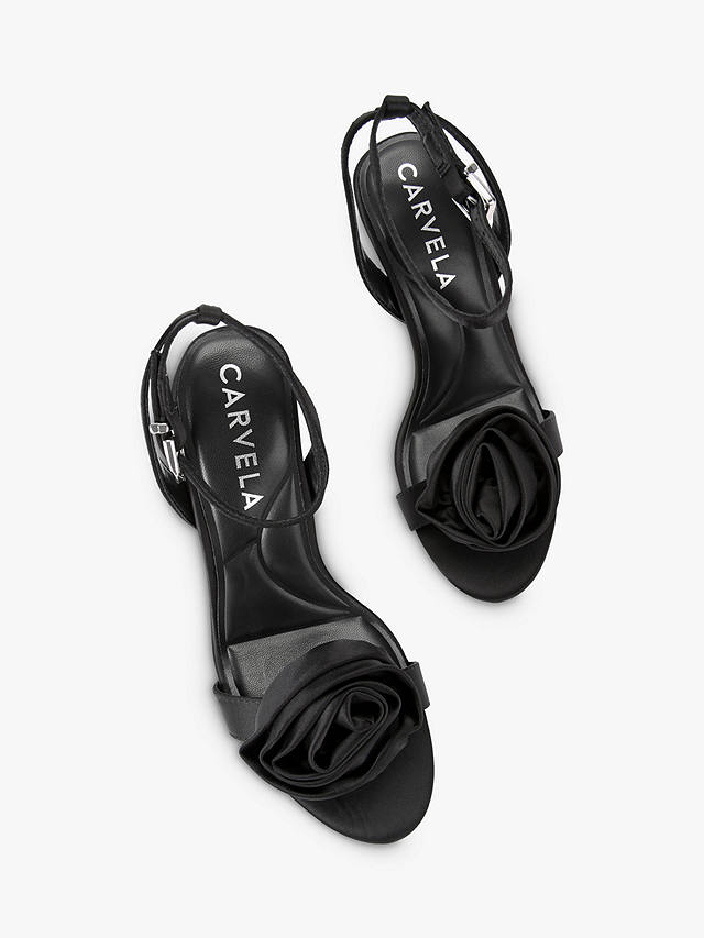 Carvela Corsage Satin Stiletto Heel Sandals, Black