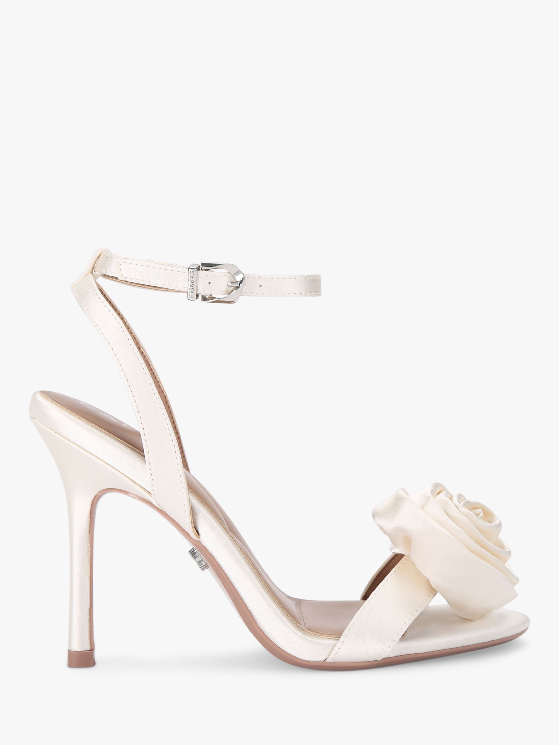 Carvela Corsage Satin Stiletto Heel Sandals, White at John Lewis & Partners