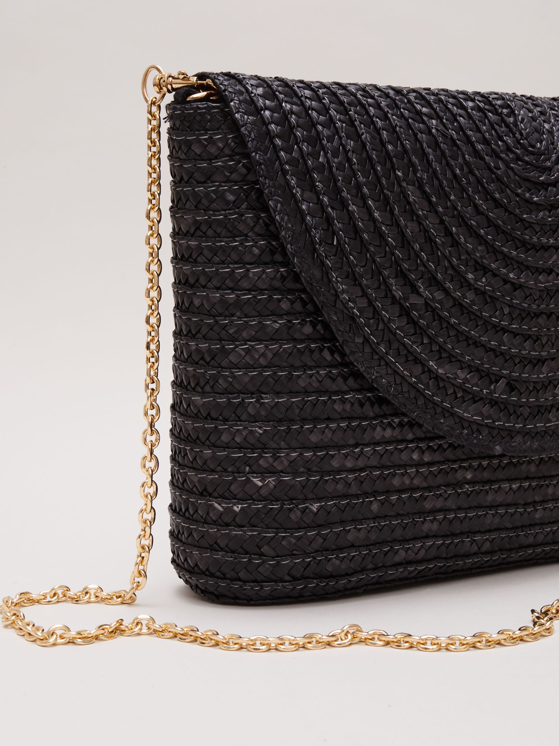 Phase Eight  Oversized Straw Clutch Bag, Black, One Size