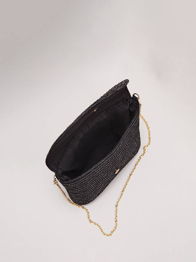 Phase Eight  Oversized Straw Clutch Bag, Black