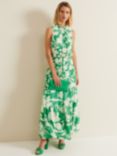 Phase Eight Kara Maxi Tiered Floral Dress, Green/Cream