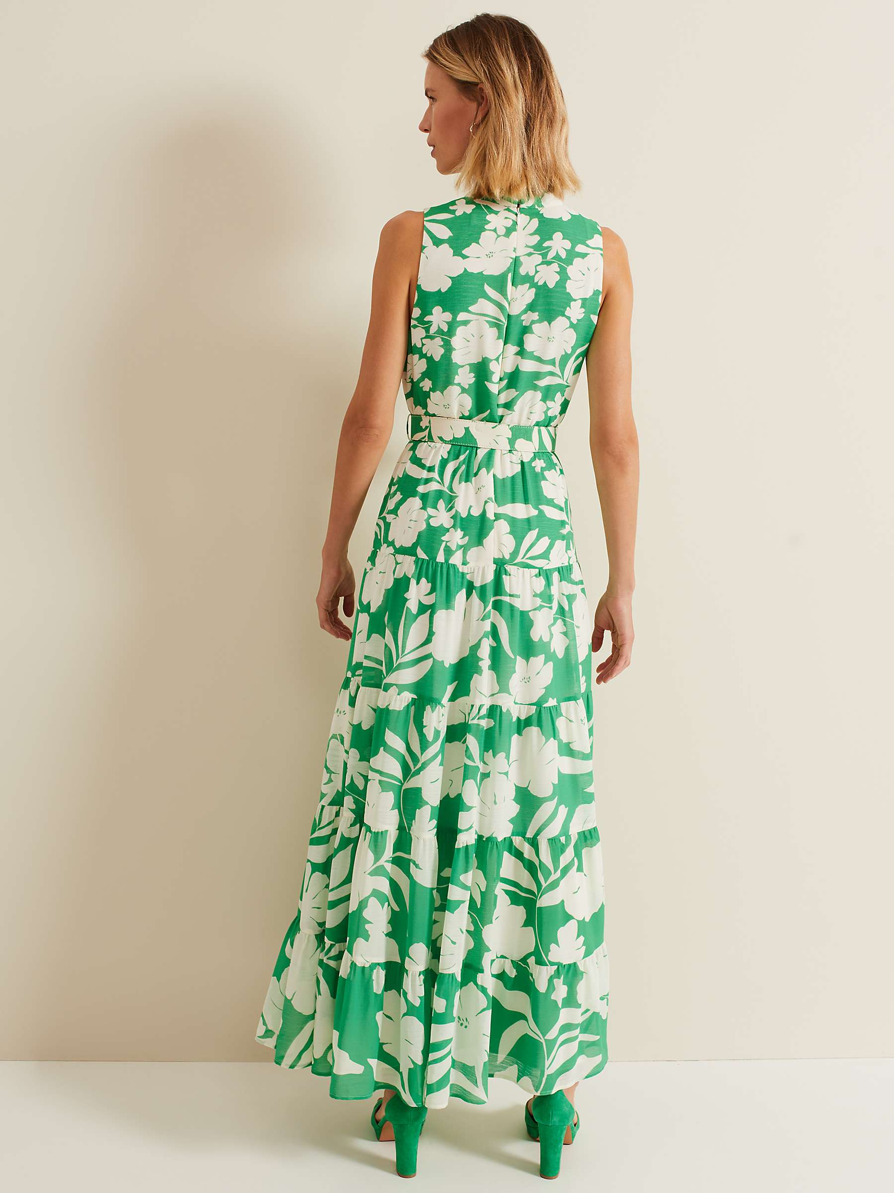 Buy Phase Eight Kara Maxi Tiered Floral Dress, Green/Cream Online at johnlewis.com