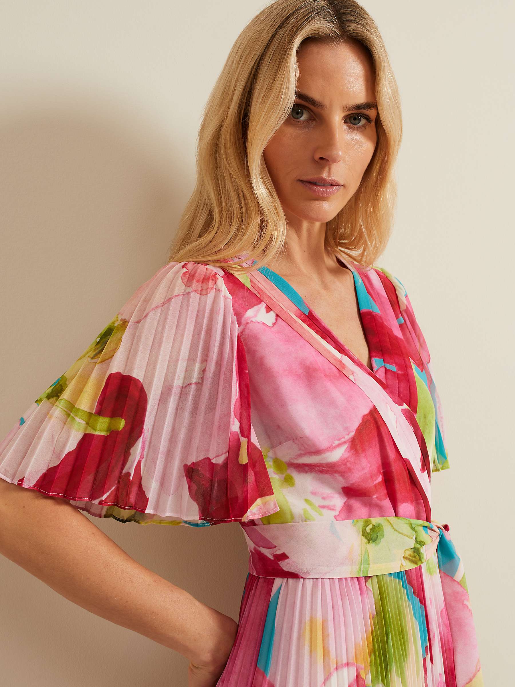 Buy Phase Eight Kendall Hanky Hem Plisse Wrap Midi Dress, Multi Online at johnlewis.com