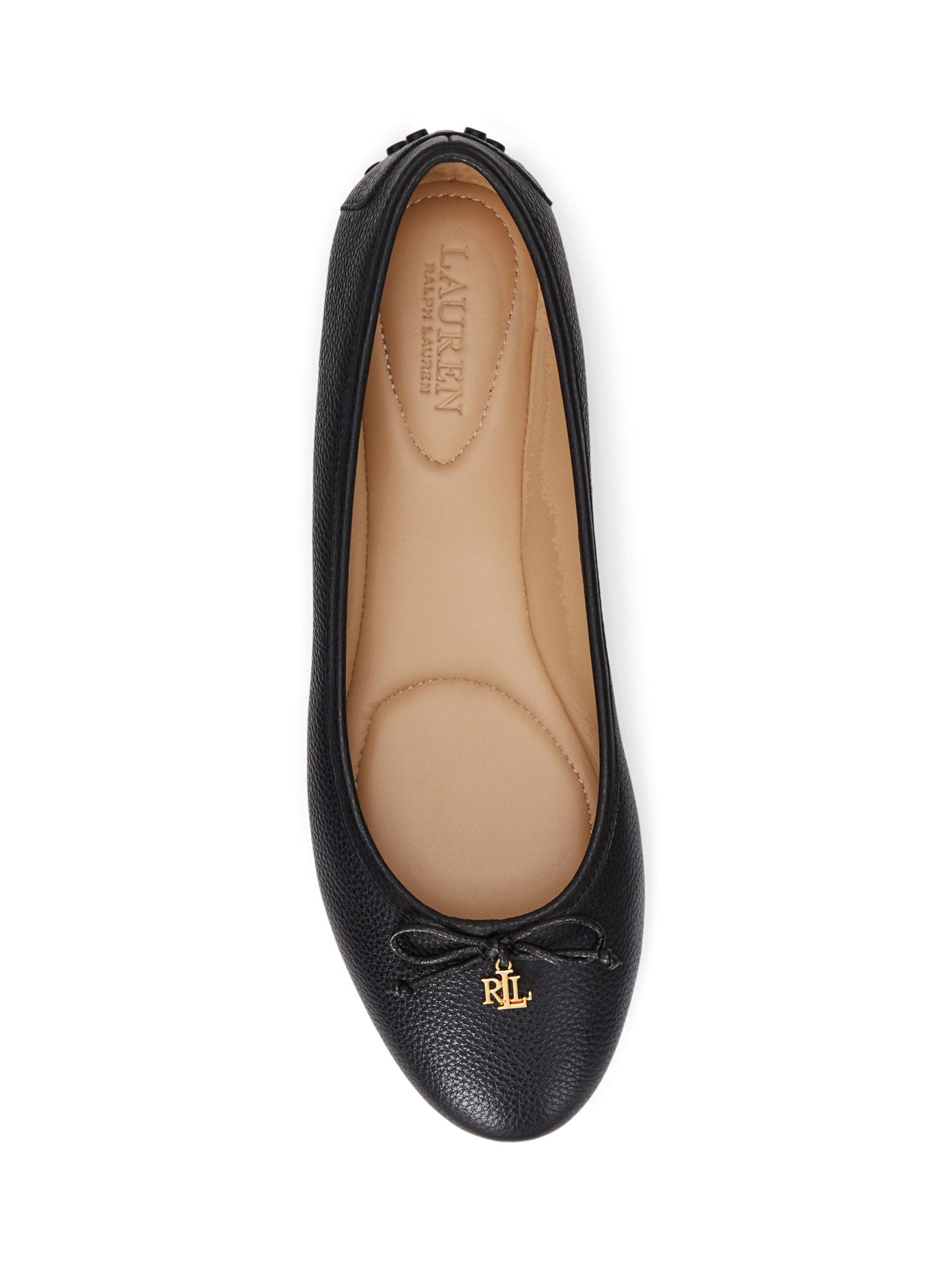 Lauren Ralph Lauren Jayna Pebble Leather Ballerina Pumps, Black