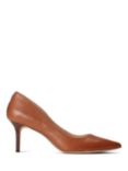 Lauren Ralph Lauren Lanette Leather Pointed Toe Stiletto Court Shoes, Black, Deep Saddle Tan