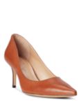 Lauren Ralph Lauren Lanette Leather Pointed Toe Stiletto Court Shoes, Black, Deep Saddle Tan