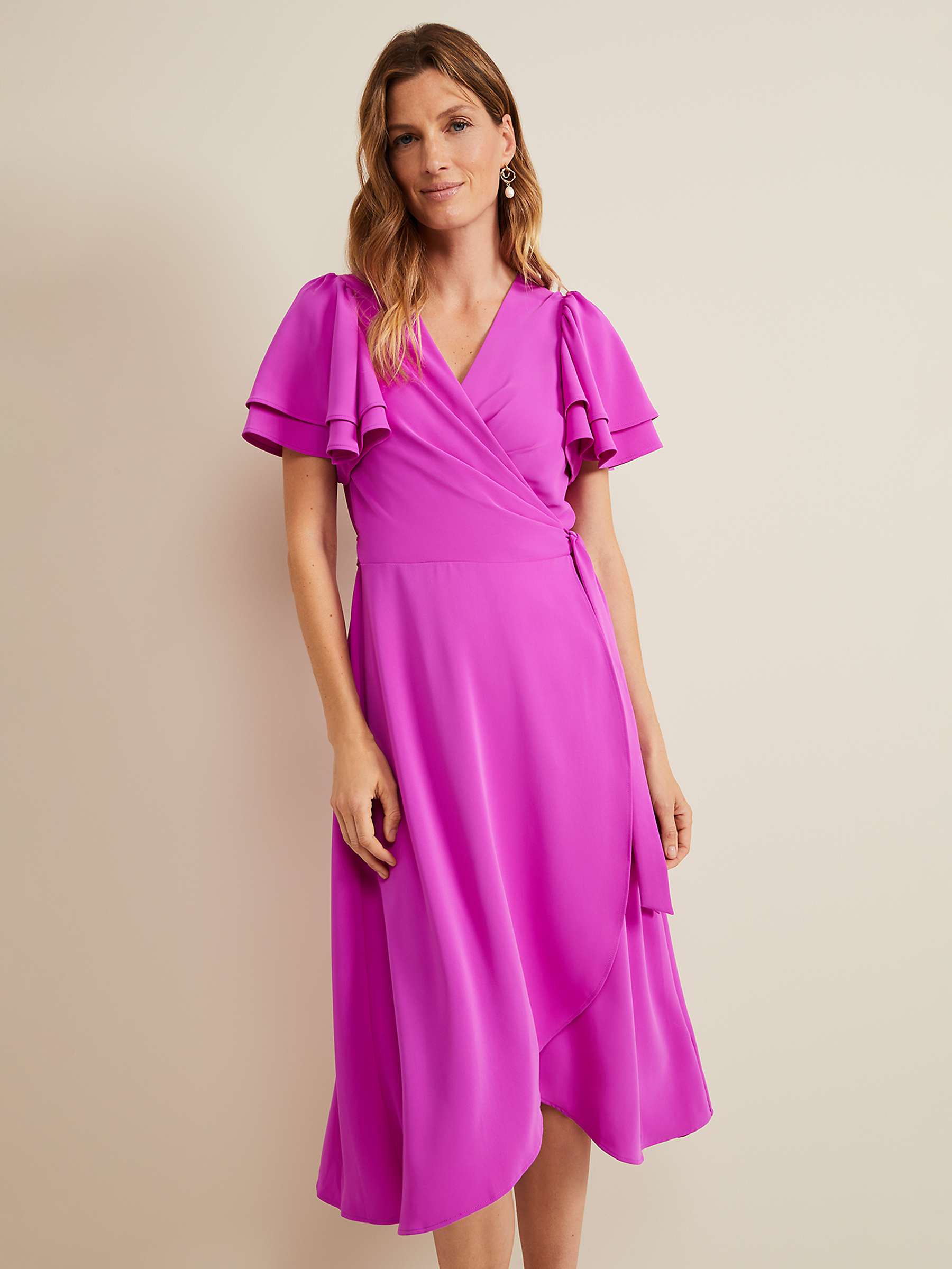 Buy Phase Eight Gian Wrap Midi Dress, Magenta Online at johnlewis.com