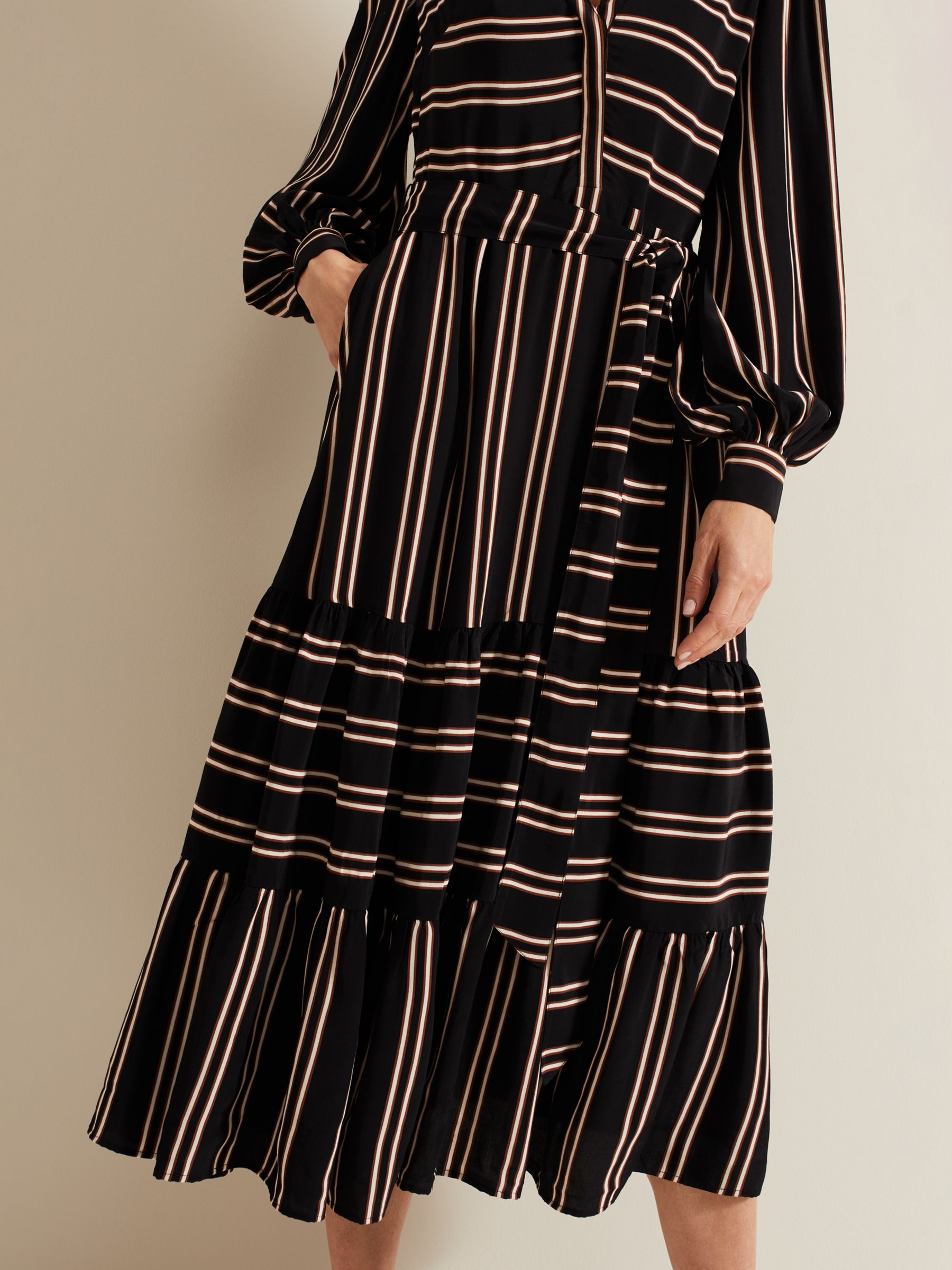 Buy Phase Eight Laura V-Neck Midi Dress, Black/Multi Online at johnlewis.com