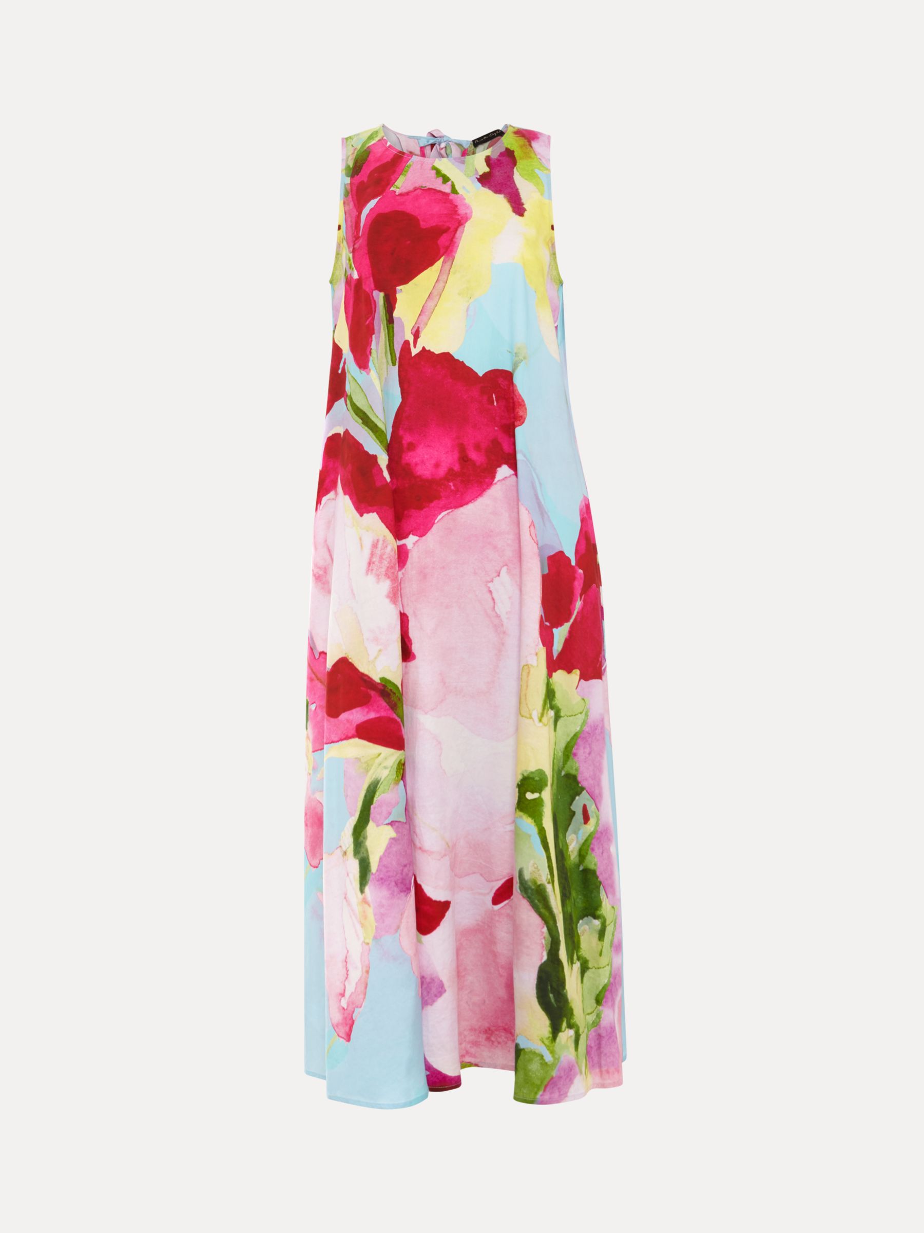 Phase Eight Leila Cotton Floral Midi Dress, Pink/Multi, 6