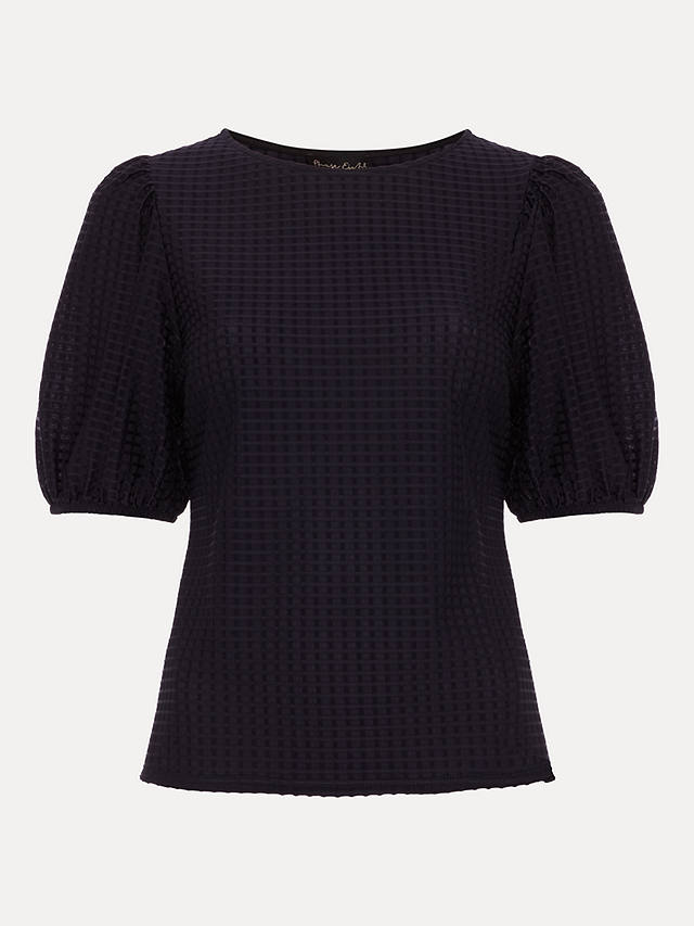 Phase Eight Adley Texture Bubble Sleeve Top, Navy
