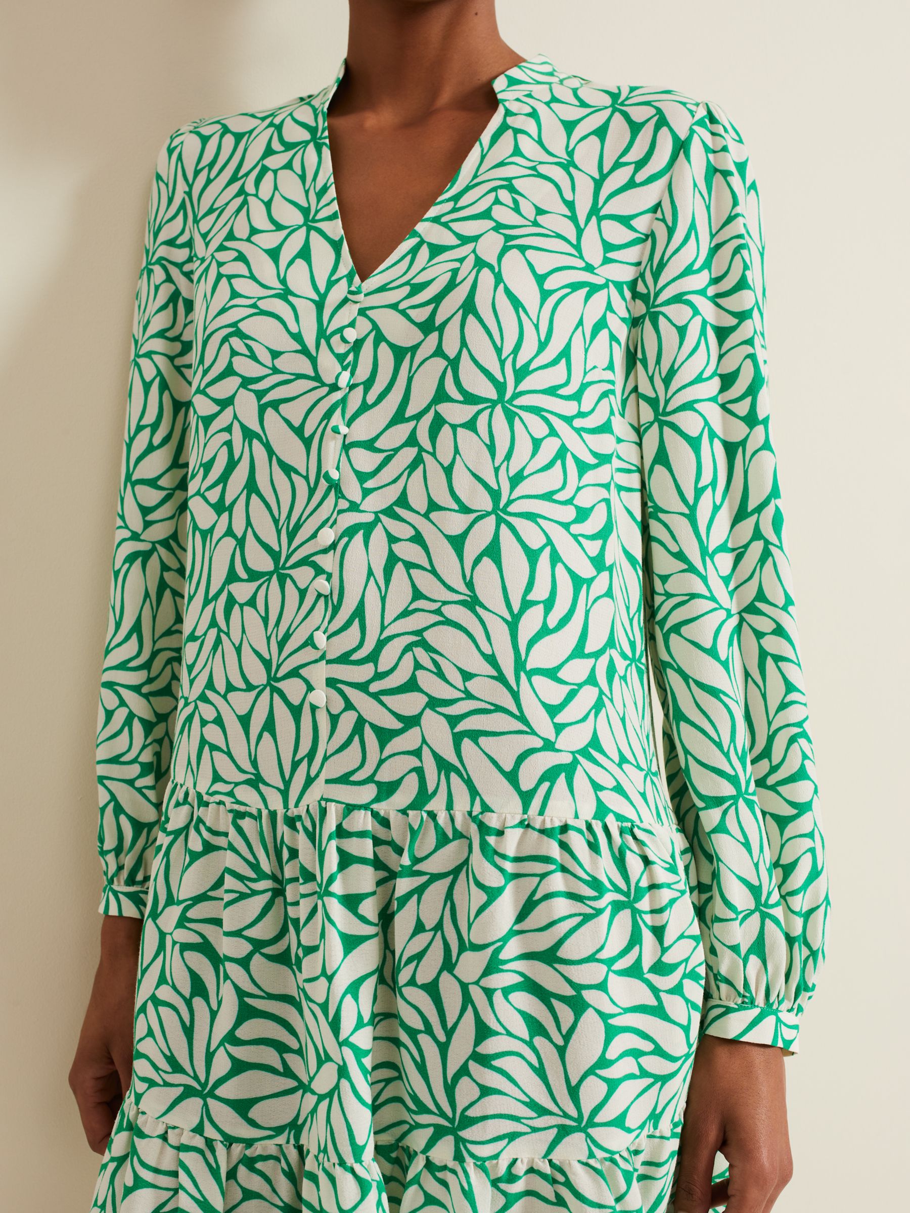 Buy Phase Eight Penele Leaf Swing Dress, Green Online at johnlewis.com