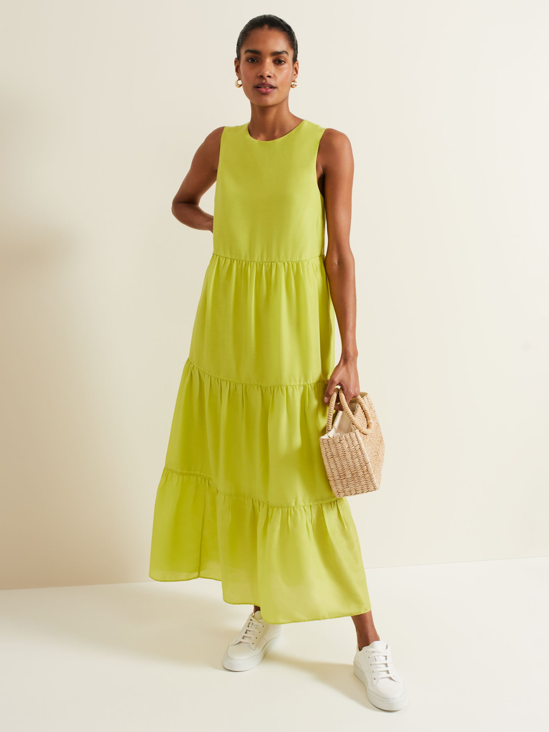 Phase Eight Sara Tiered Maxi Dress, Lime, 6
