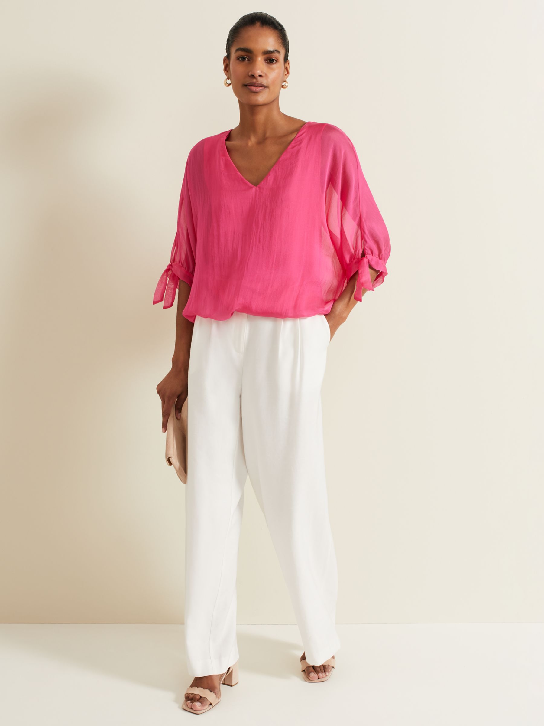 Buy Phase Eight Madison Silk Blend Blouse, Pink Online at johnlewis.com