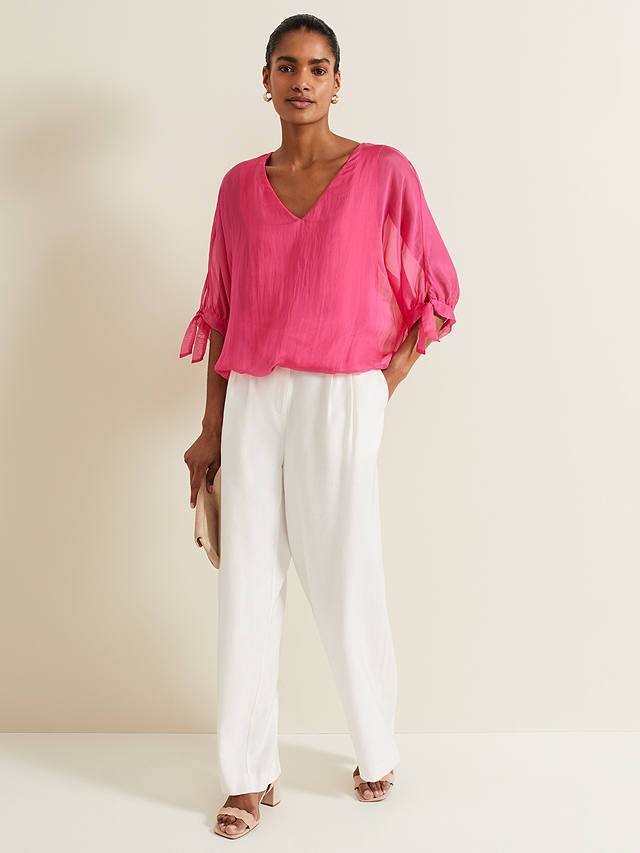 Phase Eight Madison Silk Blend Blouse, Pink