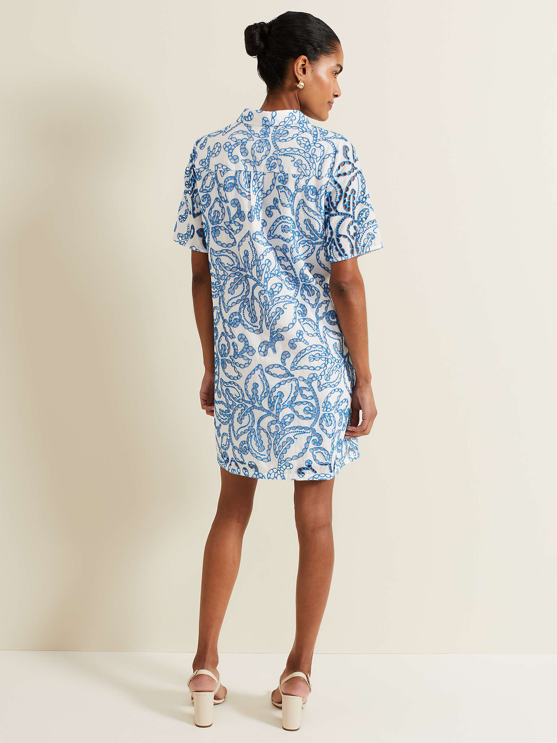Buy Phase Eight Nicky Broderie Mini Dress, Blue/White Online at johnlewis.com