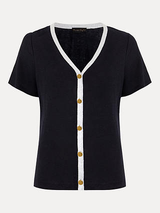 Phase Eight Dorothy Linen Button Top, Navy