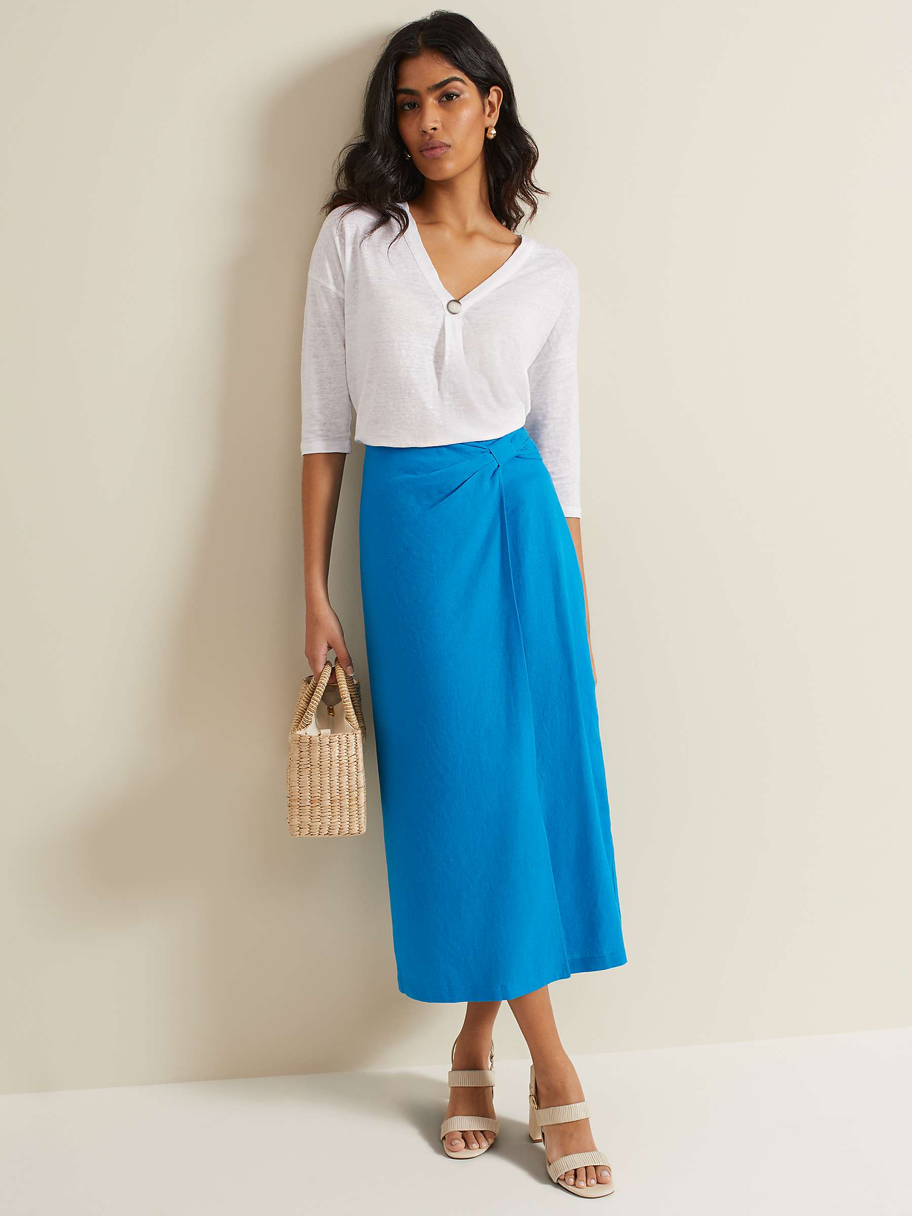 Buy Phase Eight Leah 3/4 Sleeve Linen Top, White Online at johnlewis.com