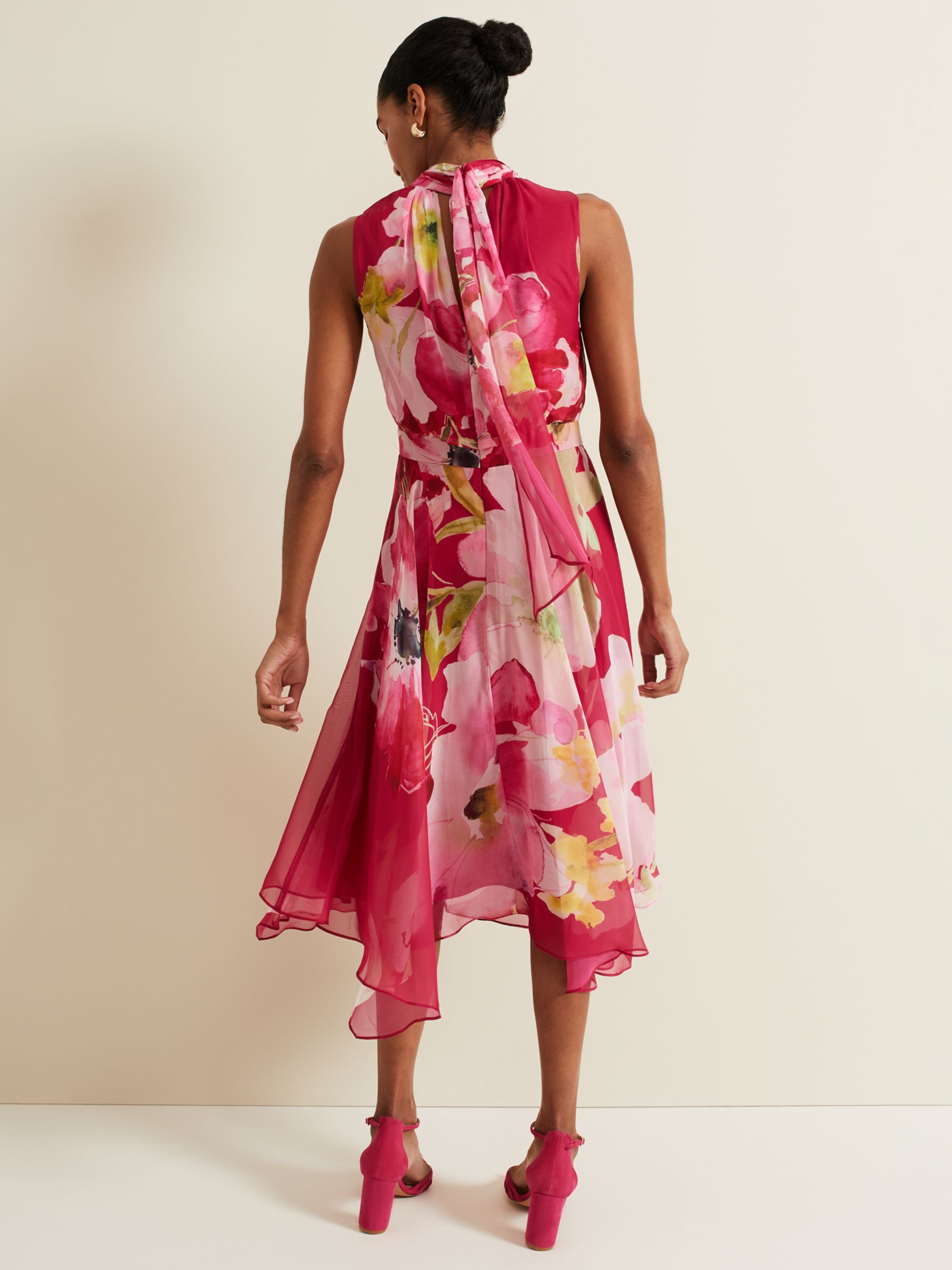 Phase Eight Lucinda Floral Print Midi Dress, Multi, 6