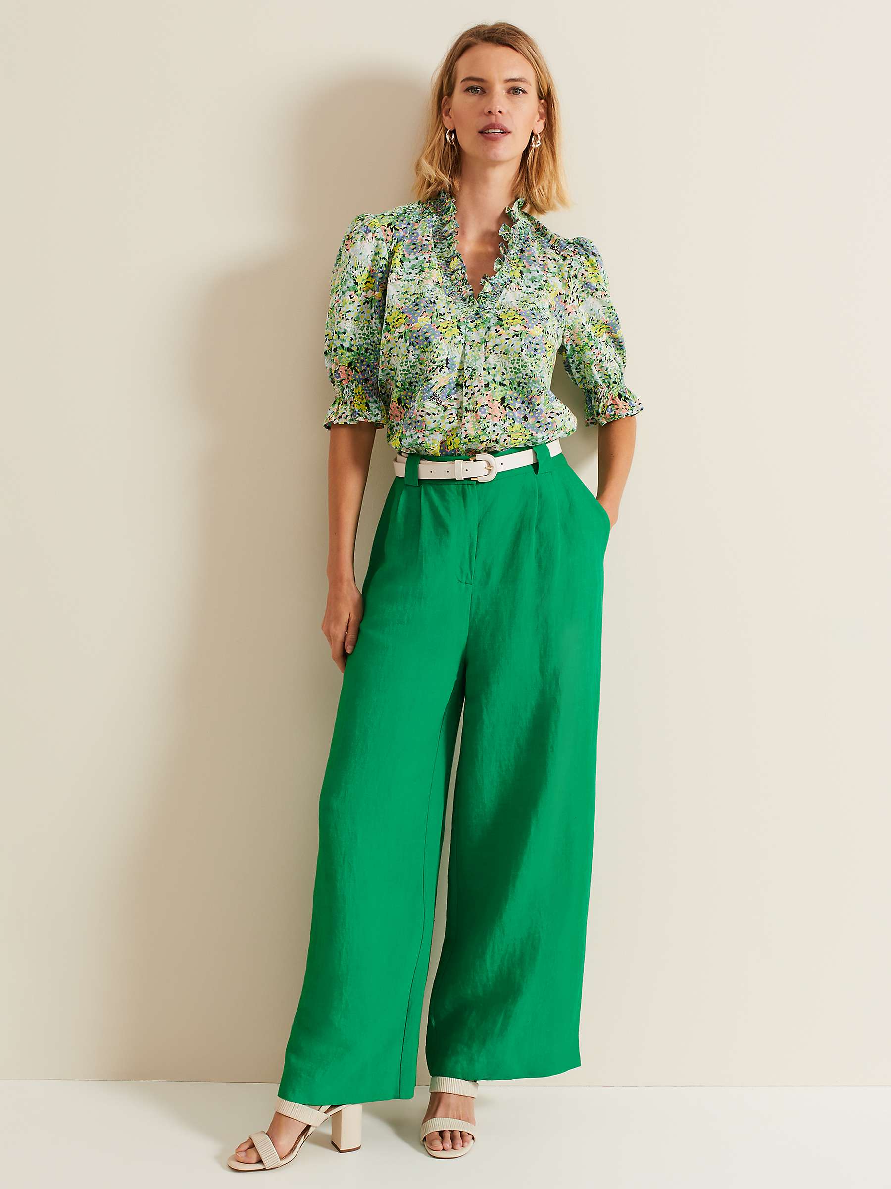 Buy Phase Eight Izara Floral print Frill Neck Blouse, Multi Online at johnlewis.com