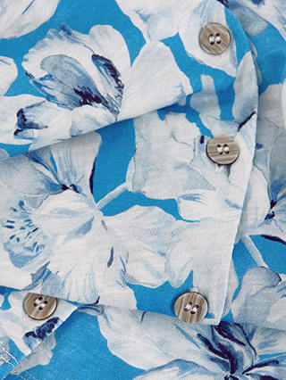 Phase Eight Lorenna Floral Button Cotton Top, Blue/White