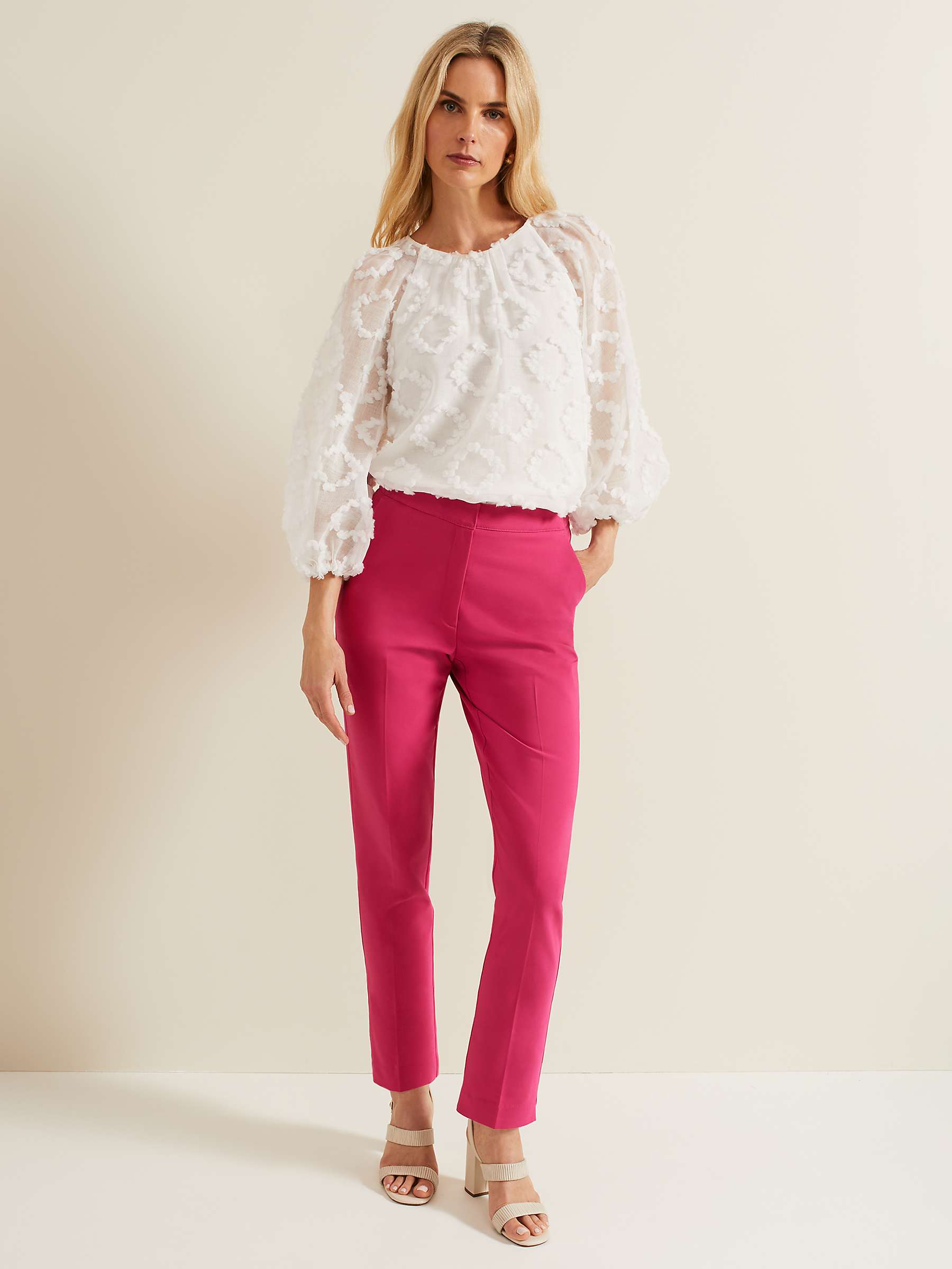 Buy Phase Eight Shayla Textured Blouse, White Online at johnlewis.com