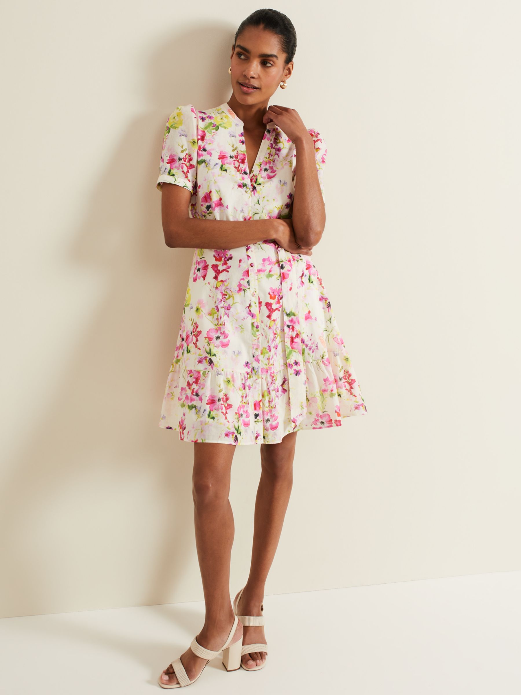 Buy Phase Eight Velma Floral Mini Dress, Ivory/Multi Online at johnlewis.com