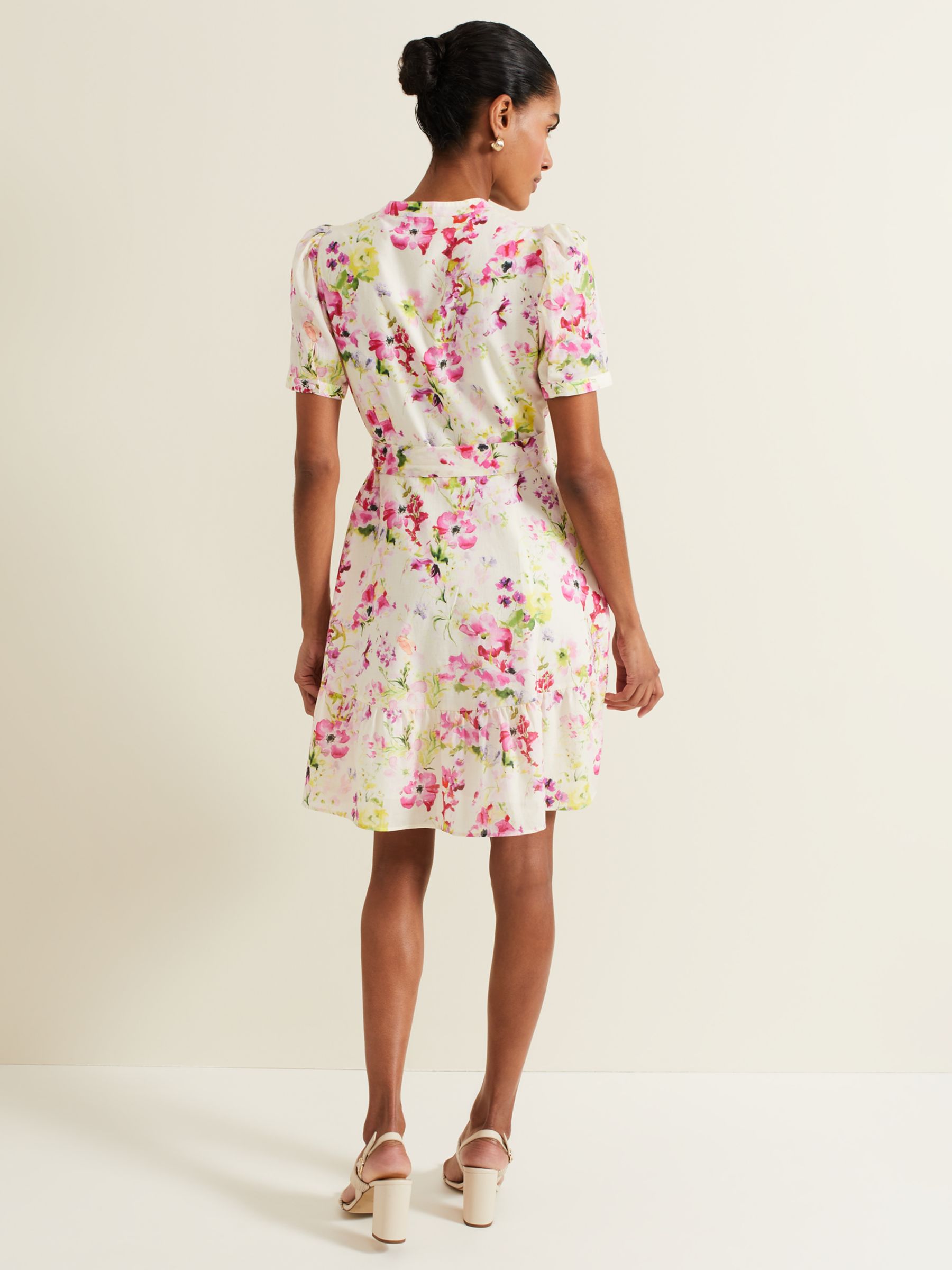 Phase Eight Velma Floral Mini Dress, Ivory/Multi, 6