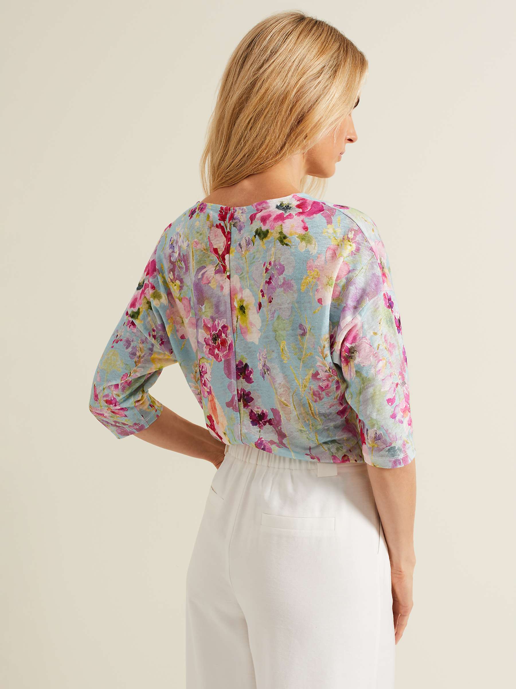 Buy Phase Eight Flossie Floral Print Linen Top, Multi Online at johnlewis.com