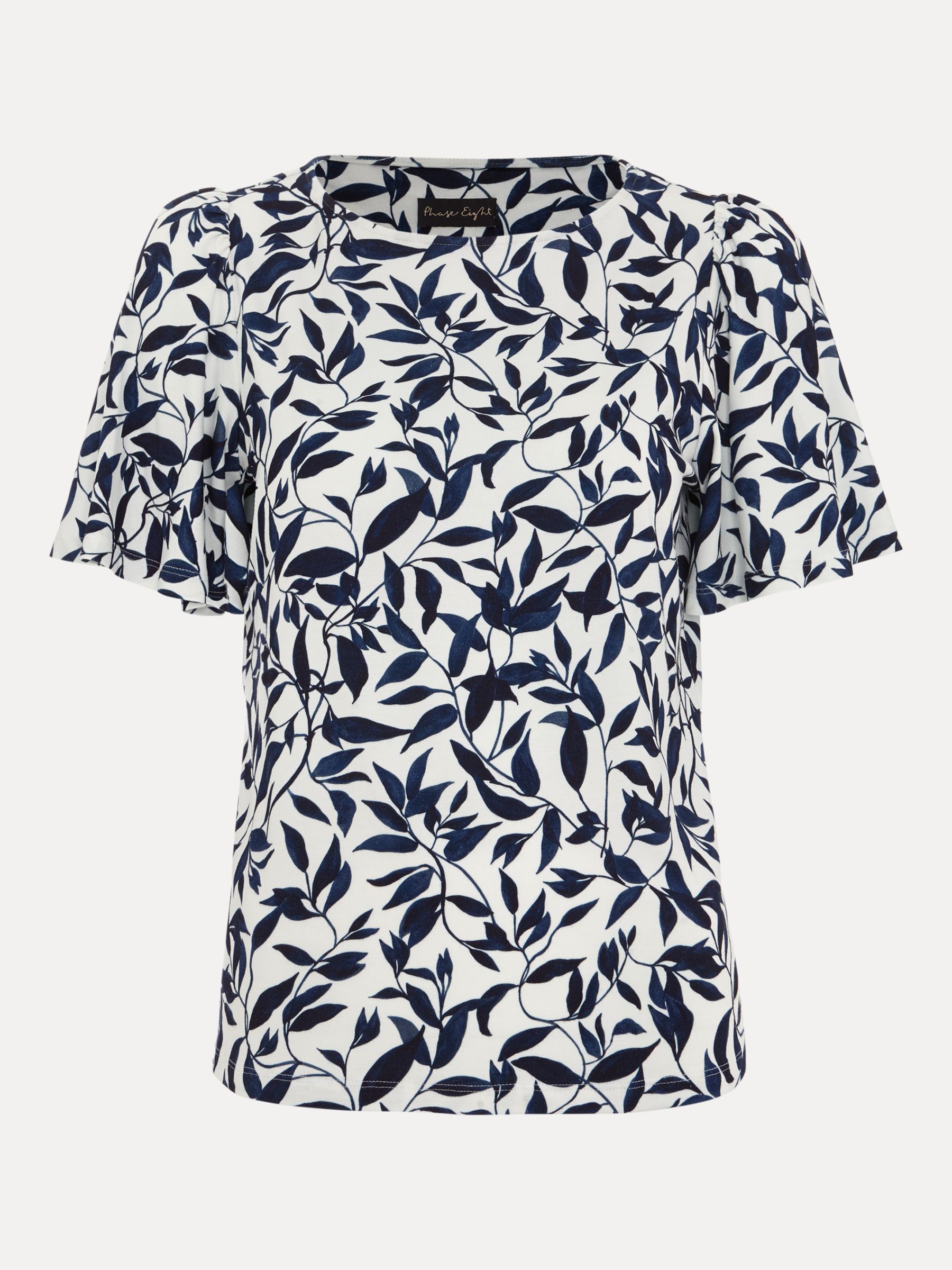Buy Phase Eight Nayana Leaf Print Top, Navy/White Online at johnlewis.com