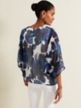 Phase Eight Syra Floral Silk Blouse, Blue/White