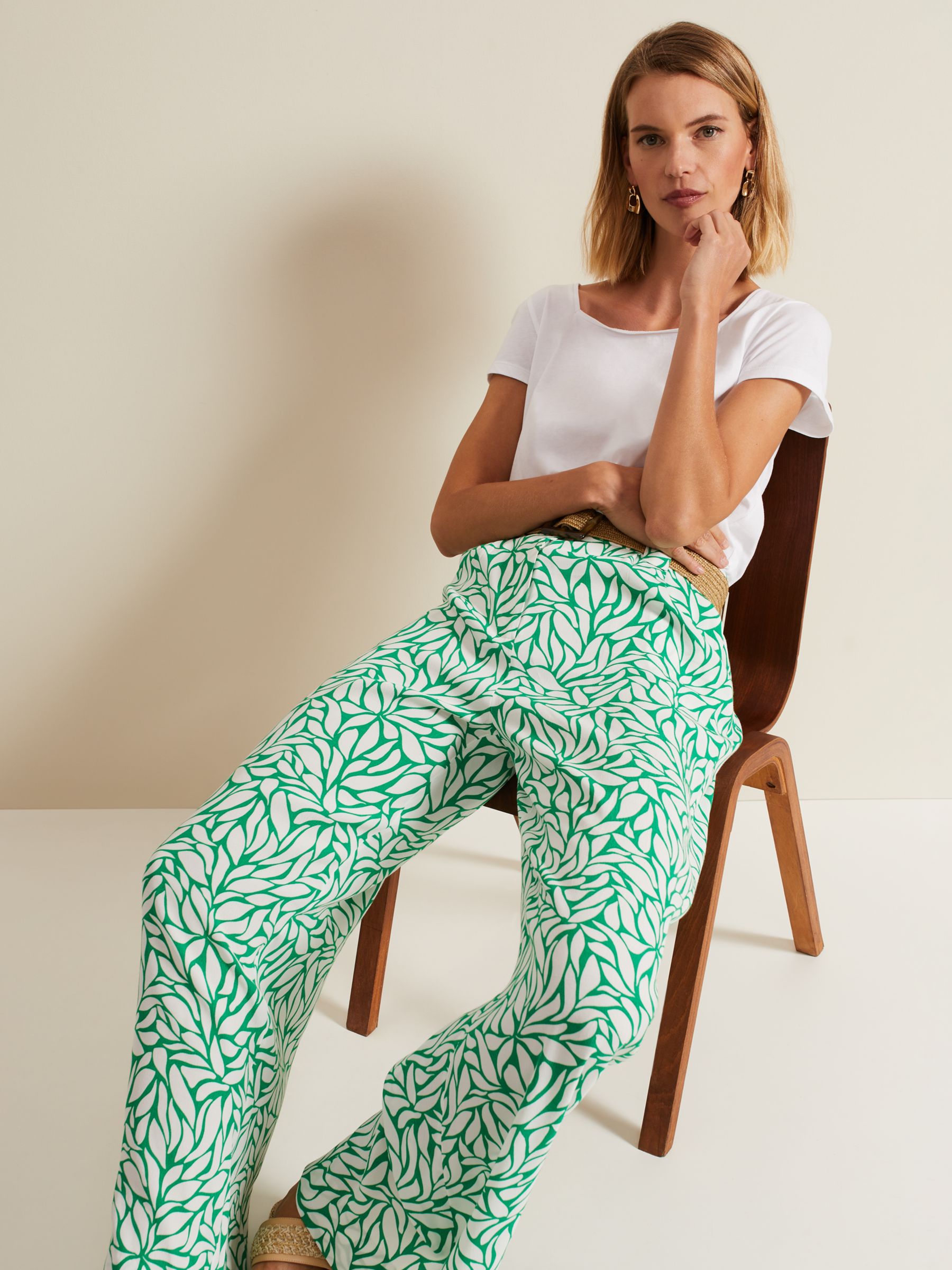 Buy Phase Eight Nylah Abstract Print Wide Leg Trousers, Green/White Online at johnlewis.com