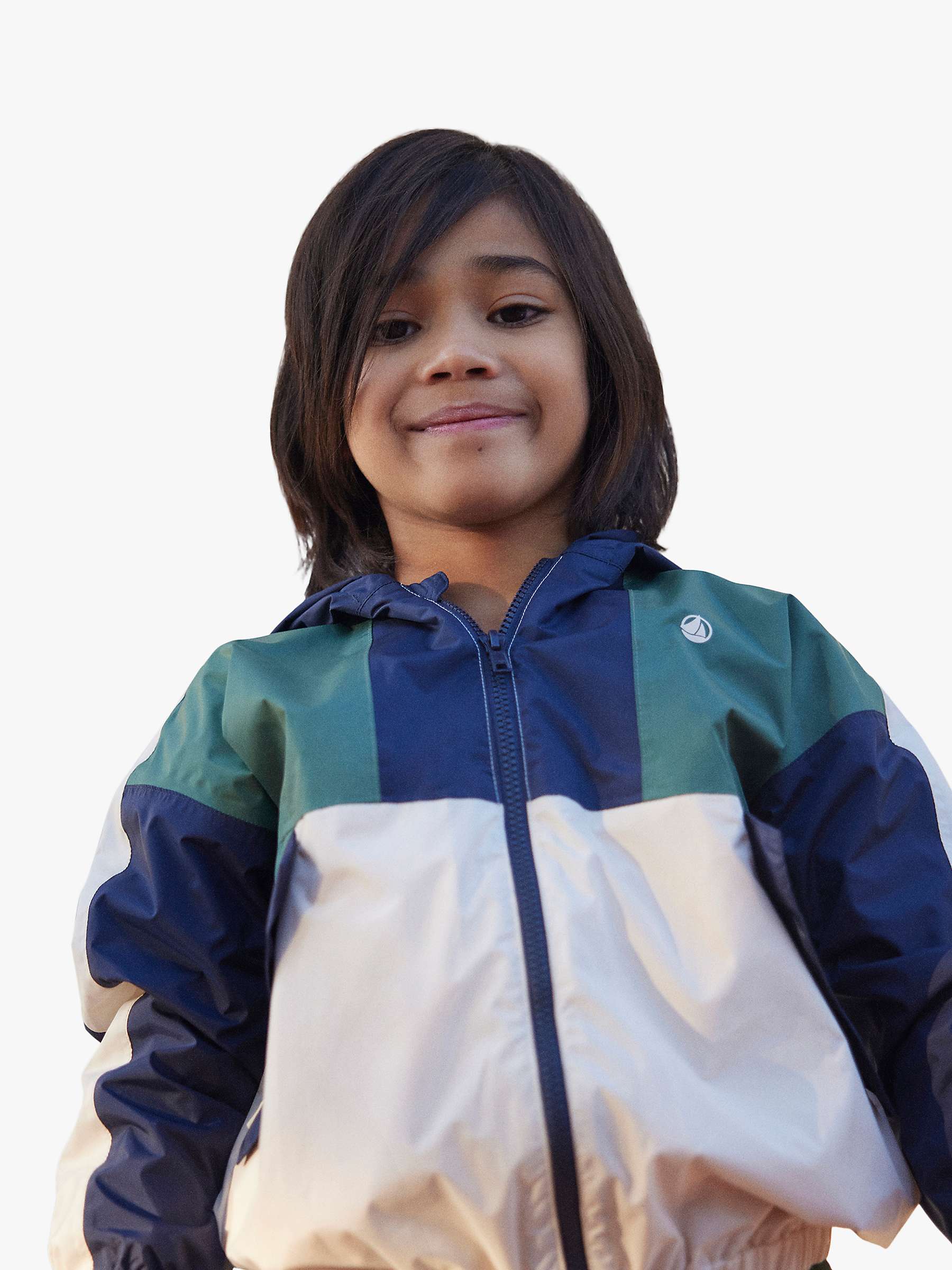 Buy Petit Bateau Kids' Colour Block Hooded Windbreaker, Avalanche/Multi Online at johnlewis.com