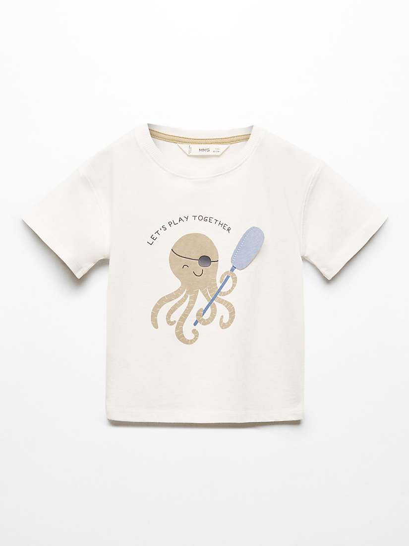 Buy Mango Kids' Pol Octopuss Print T-Shirt, Natural White Online at johnlewis.com