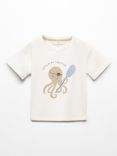 Mango Kids' Pol Octopuss Print T-Shirt, Natural White
