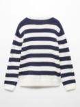 Mango Kids' Sailor Stripe Knit Jumper, Navy/White