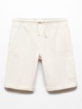 Mango Kids' Mahon Drawstring Cargo Shorts, Natural White