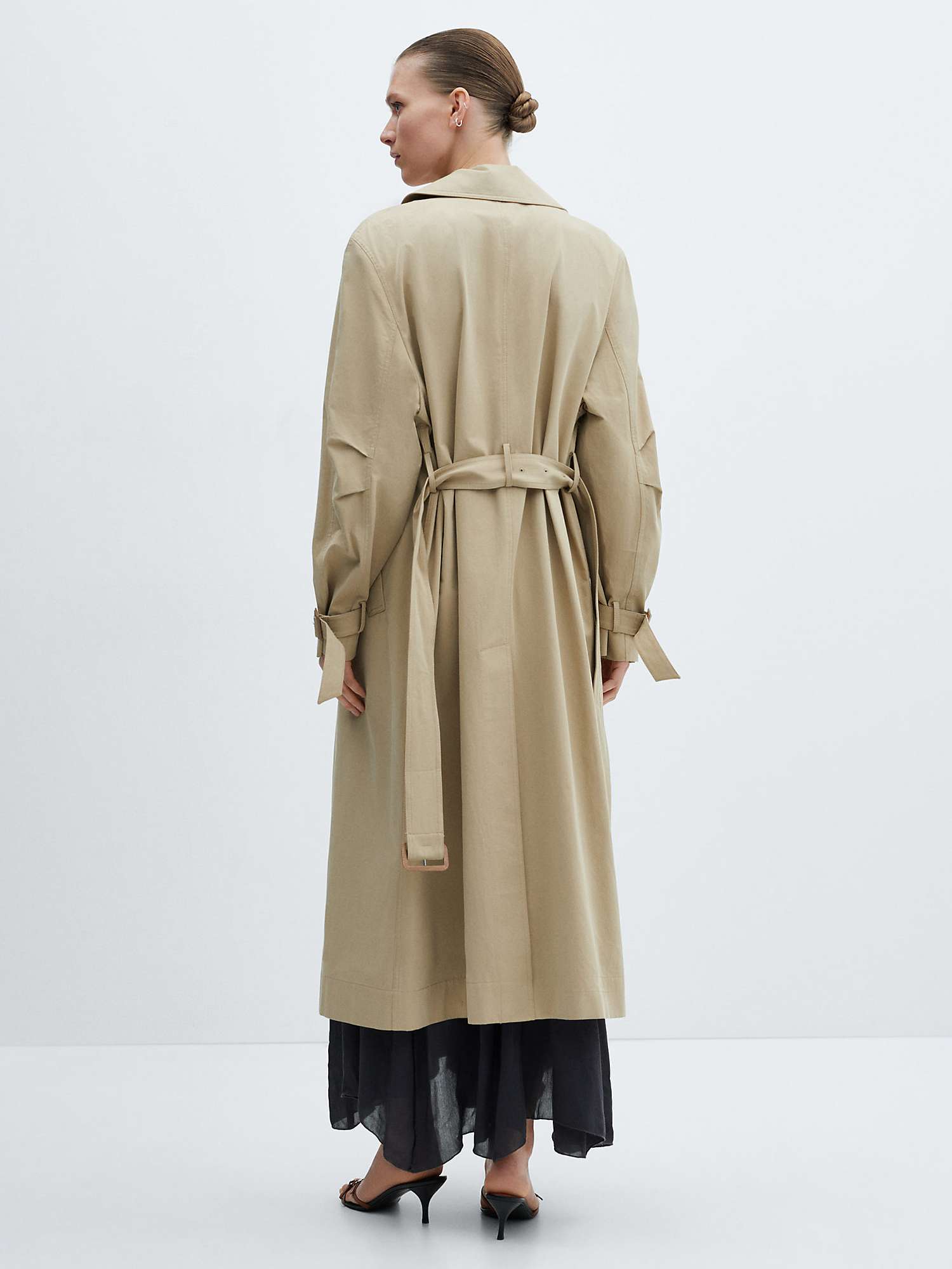 Buy Mango Double Breasted Longline Cotton Trench Coat, Beige Online at johnlewis.com