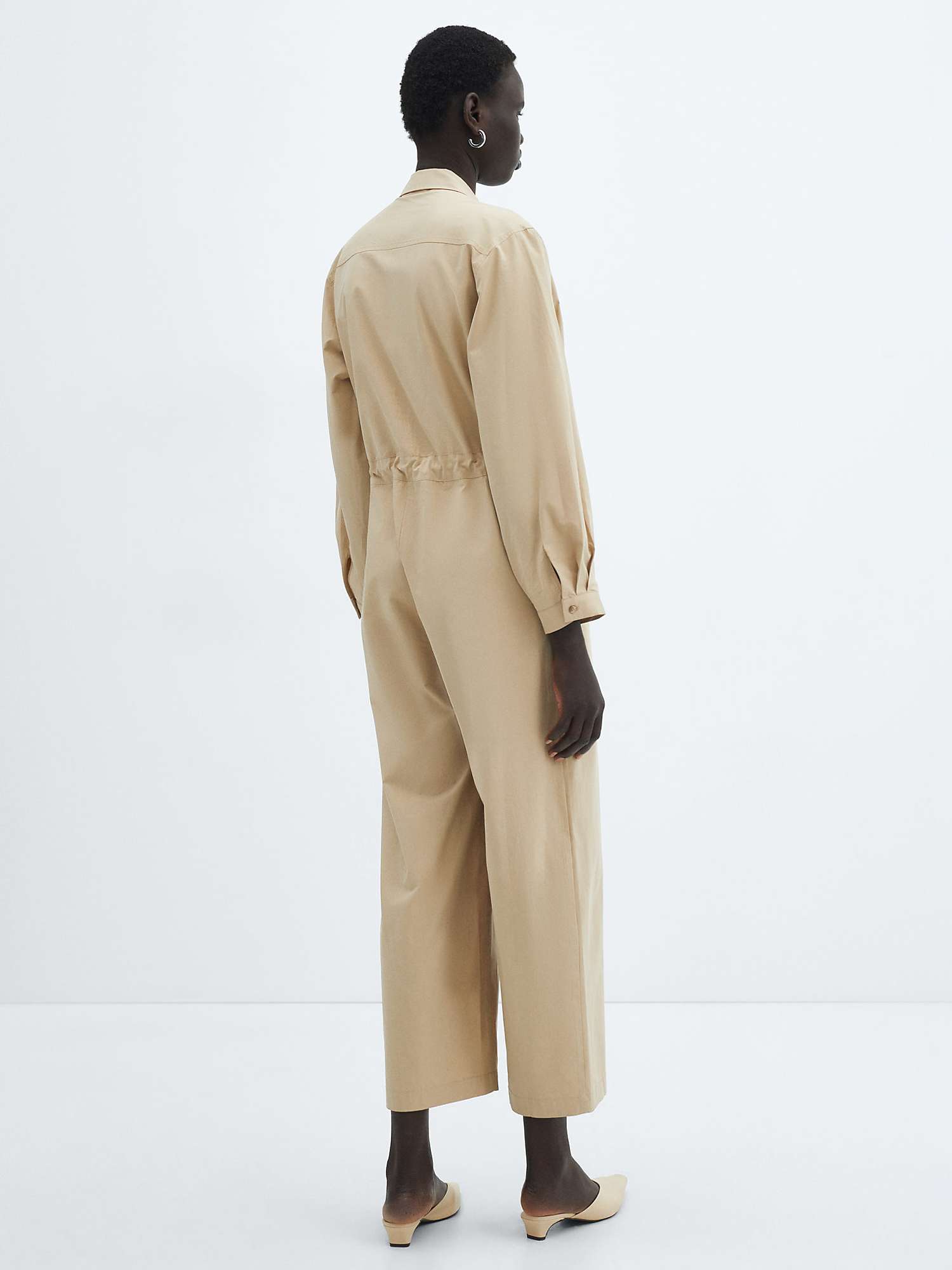 Buy Mango Factory Buttoned Long Jumpsuit, Medium Brown Online at johnlewis.com