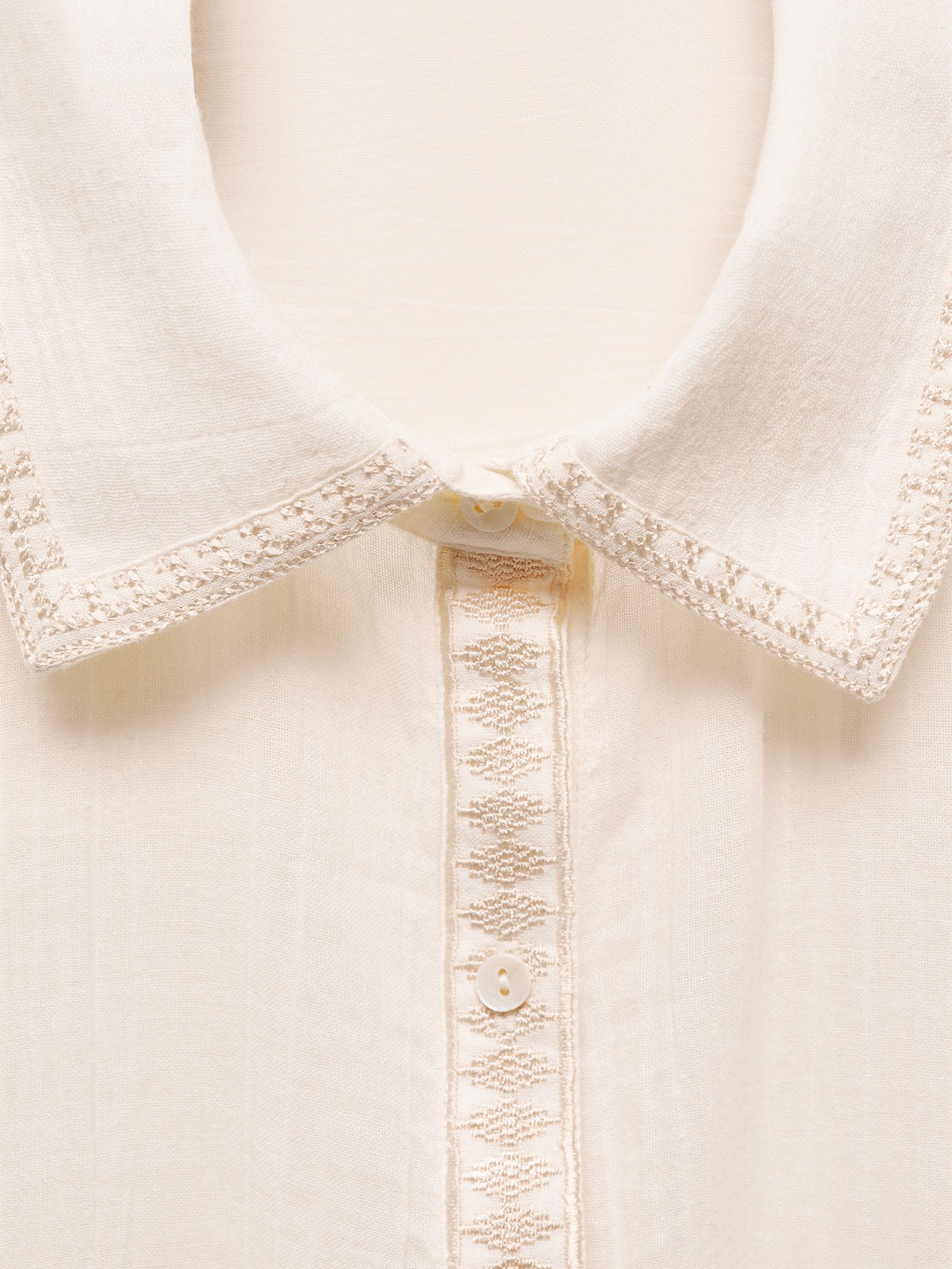 Buy Mango Bonnie Cotton Embroidery Shirt, Natural White Online at johnlewis.com