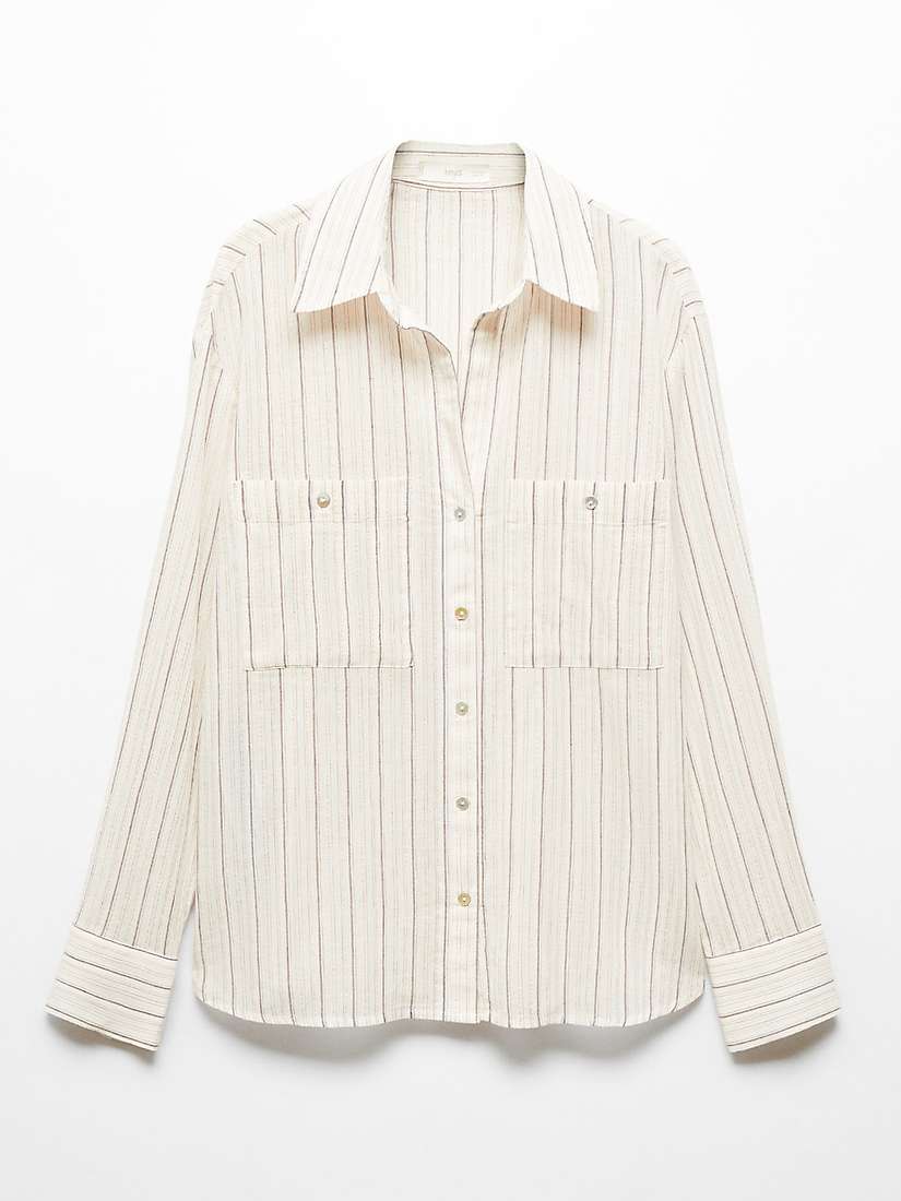 Buy Mango Caroline Pocket Striped Shirt, Natural White Online at johnlewis.com