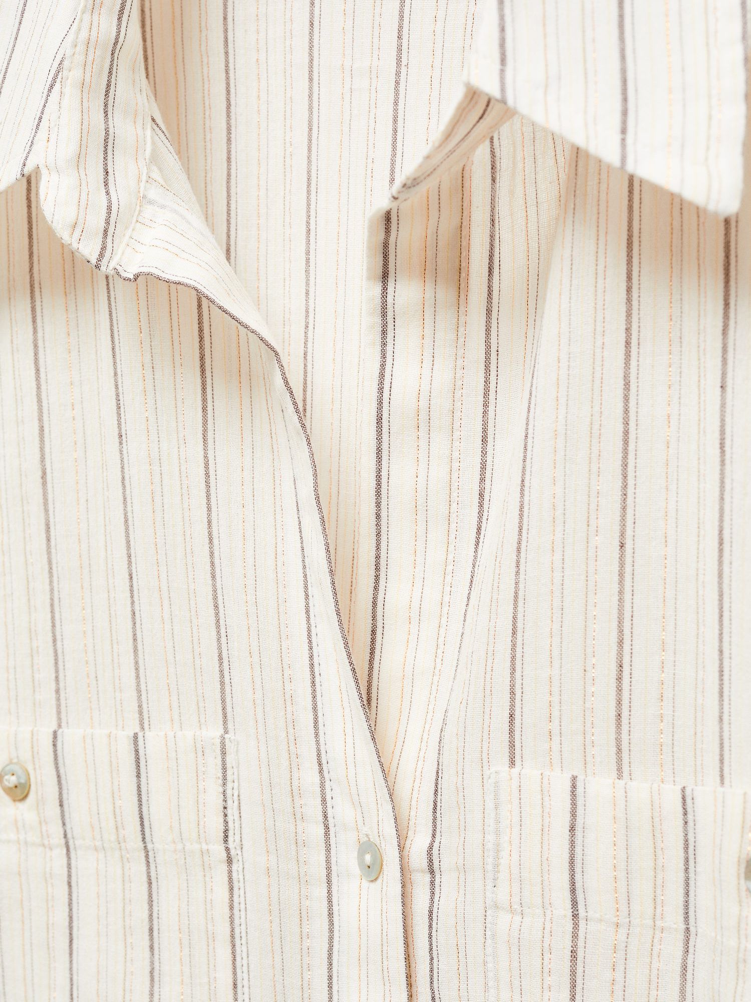 Mango Caroline Pocket Striped Shirt, Natural White, 10