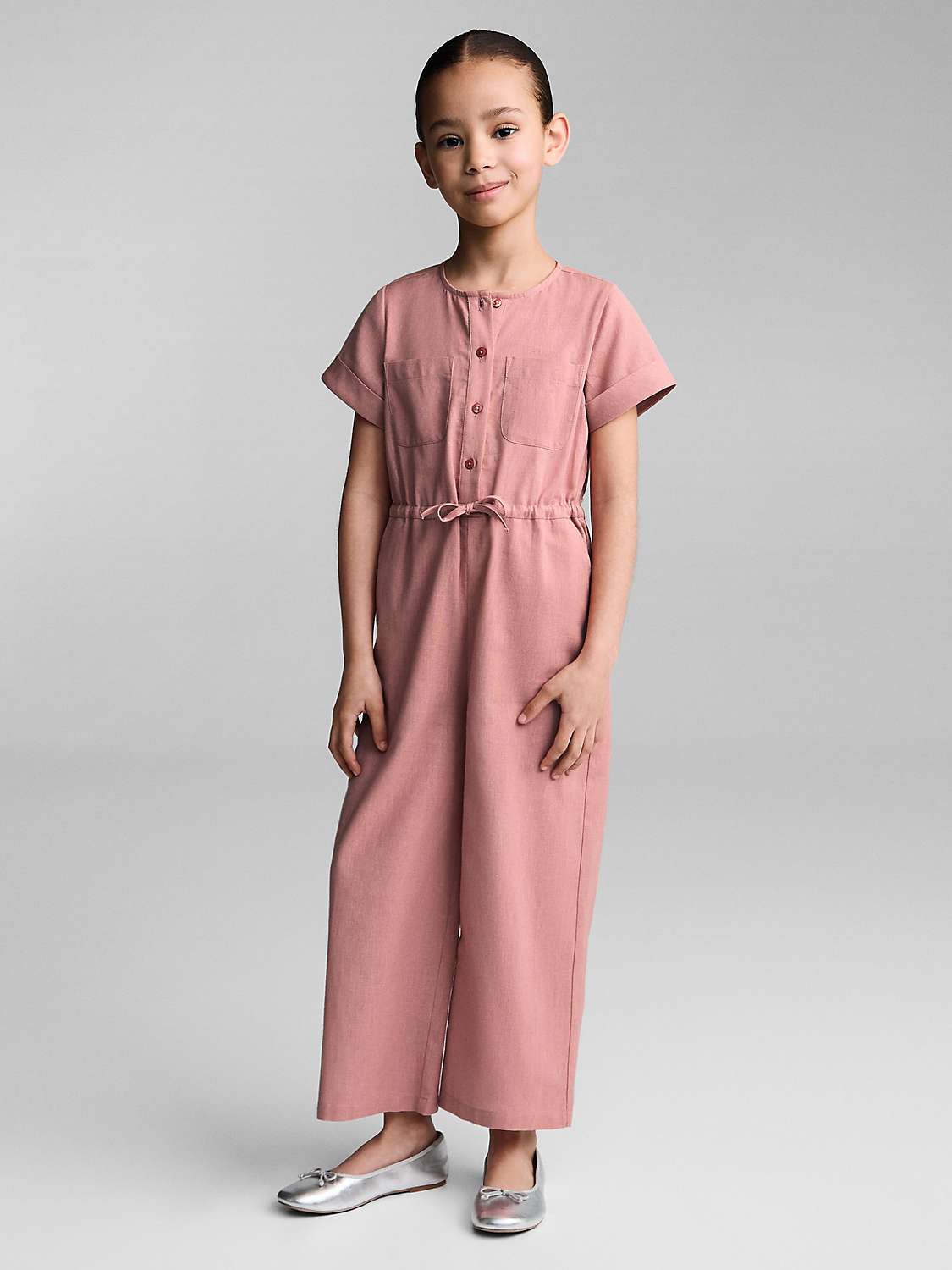 Buy Mango Kids' Lisa Drawstring Waist Jumpsuit, Pink Online at johnlewis.com