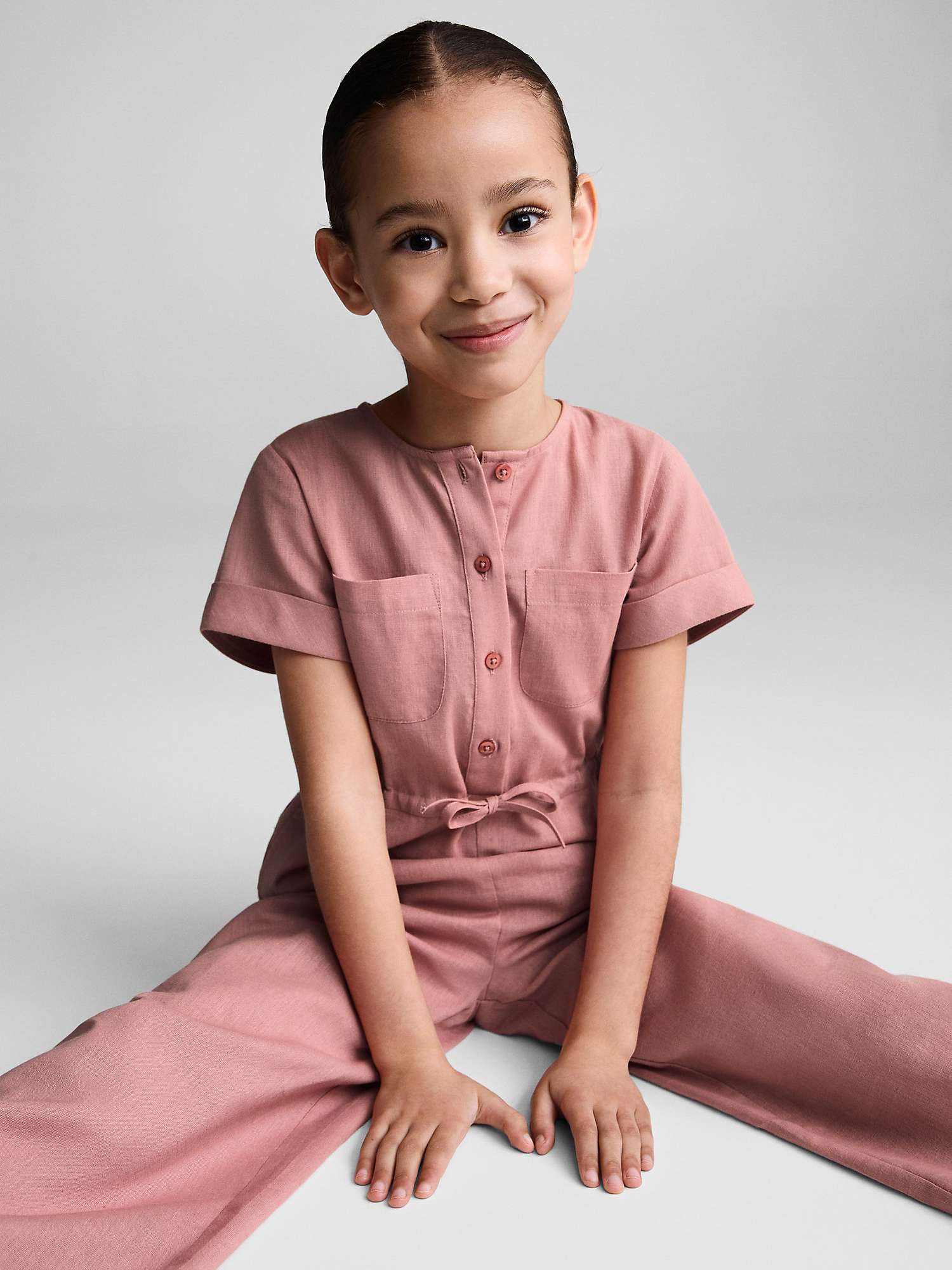 Buy Mango Kids' Lisa Drawstring Waist Jumpsuit, Pink Online at johnlewis.com