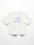 Mango Kids' Vibrant Chasing Waves T-Shirt, White