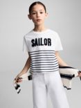 Mango Kids' 3D Sailor Stripe T-Shirt, Natural White