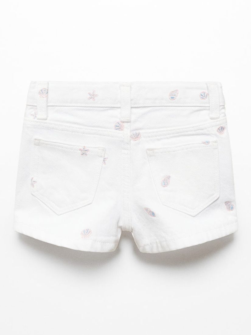 Buy Mango Kids' Shells & Starfish Embroidered Denim Shorts, White Online at johnlewis.com