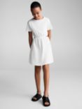 Mango Kids' Ona Floral Etched Cut Out Dress, Natural White