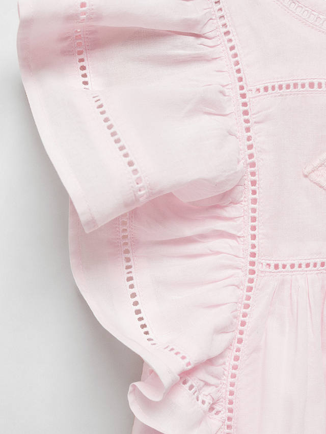 Mango Kids' Chiqui Ruffled Open Work Dress, Pink