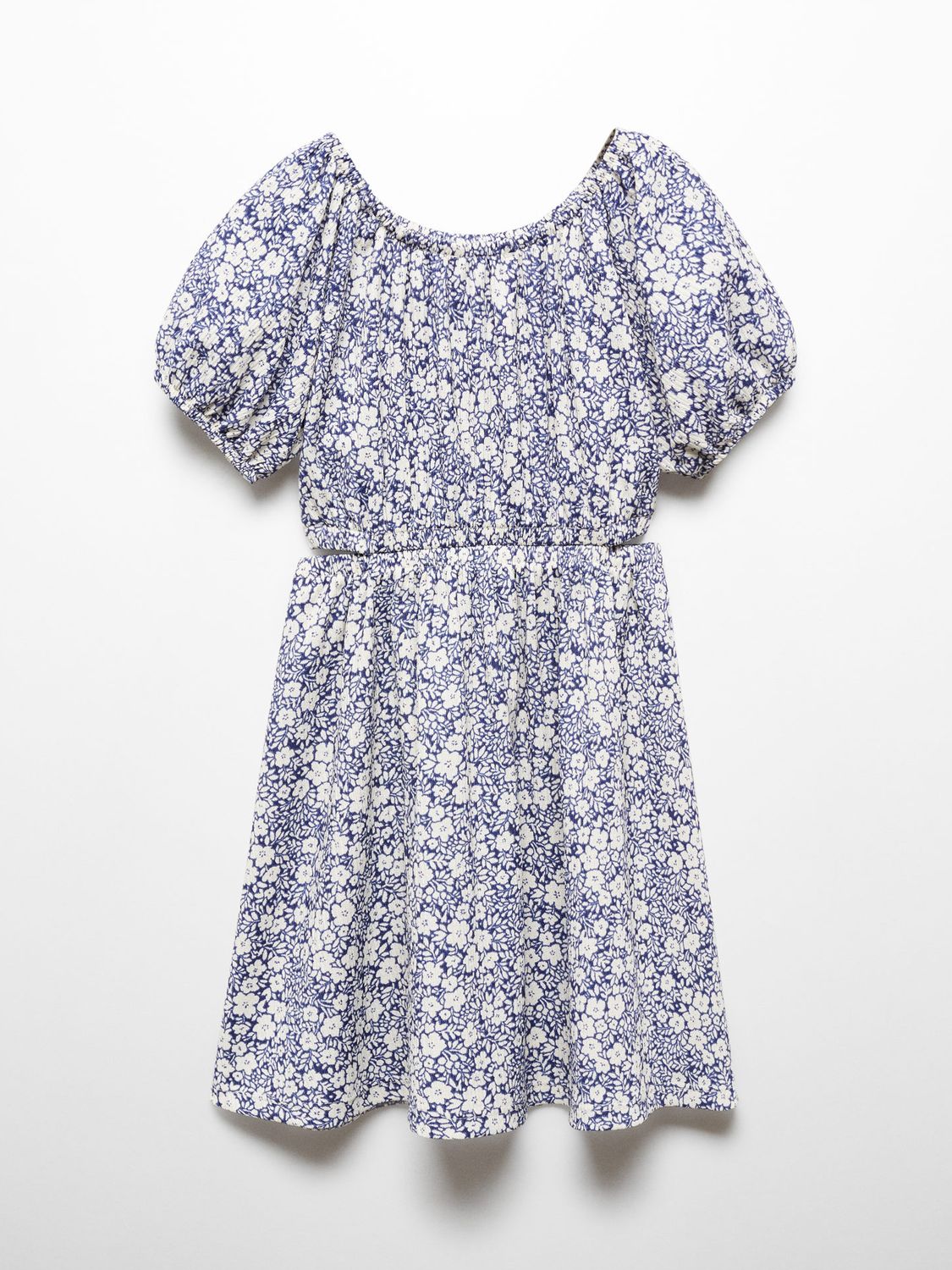 Buy Mango Kids' Alexia Floral Cut Out Dress, Navy/White Online at johnlewis.com