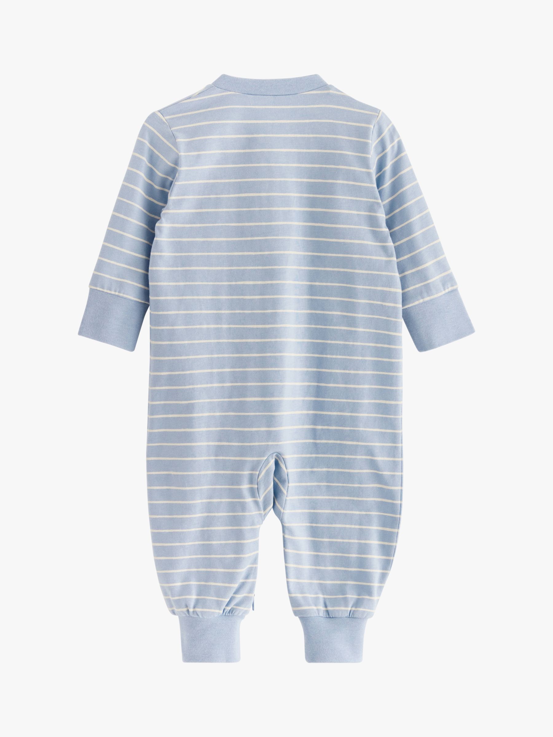 Buy Lindex Baby Organic Cotton Striped Sleepsuit, Light Blue Online at johnlewis.com